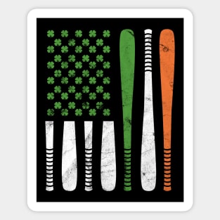 St Patricks Day Baseball Irish American Flag  Gift Sticker